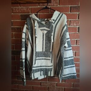 Black and White Striped Baja Hoodie